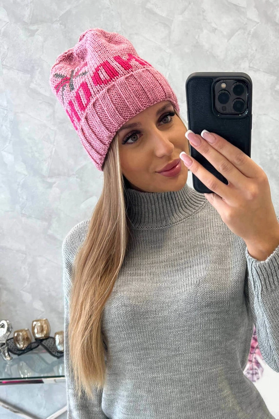 Dámská čepice London K385 tmavě růžová