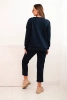 Women's tracksuit set made of viscose with a quilted sweatshirt and pants navy