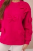 Insulated sweatshirt with welt and decorative bows fuchsia