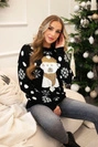 Weihnachtspulli mit Teddybär schwarz