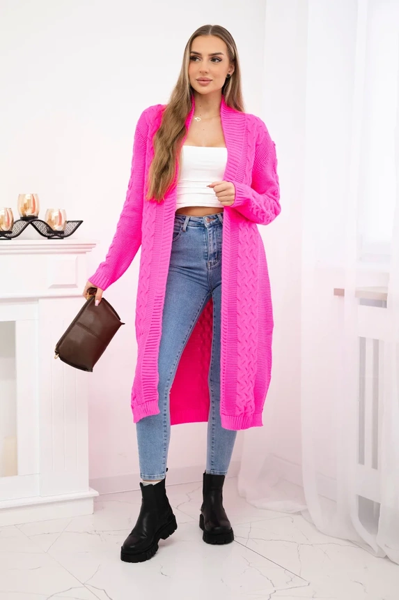 Sweater Cardigan weave the braid pink neon