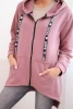 Sweatshirt mit längerem Rücken und Kapuze dunkelrosa