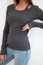 Women's two-piece cotton blouse with a top and long-sleeve blouse graphite
