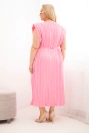 Women's Plus Size viscose pleated dress with tie light pink