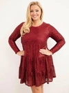 Moteriška suknelė Plus Size su viskoze ir blizgučiais bordo