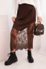 Women's viscose skirt with lace brown