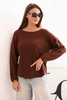 Sweterek damska z wiskozy z długim rękawem i okrągłym dekoltem czekoladowy