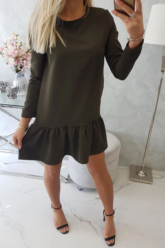 Dress with a flounce khaki