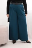 Plus Size women's trousers with wide legs and a belt sea green