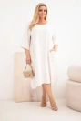 Women's Plus Size viscose dress with pockets short sleeve beige