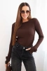Women's ribbed blouse with side gathering brown