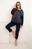 Women's tracksuit set made of viscose with a quilted sweatshirt and pants navy