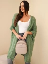 Dámsky oversized sveter so voľným pletením bez zapínania tmavý mätový