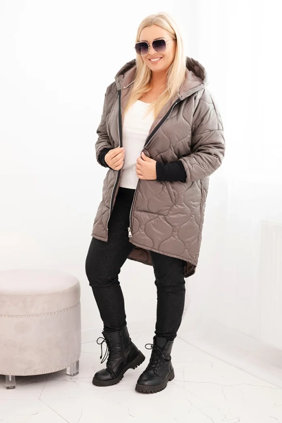 Damen Winterjacke Plus Size gesteppte mit Kapuze fango