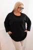 Dámska blúzka Plus Size s bavlnou, s vreckom a s podhodeným rukávom čierna