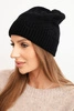 Women's winter hat with ribbed knit made of wool K471 black