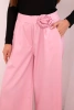 Damenhose elegant mit weitem Bein und dekorativem Blumen, zuckersüß rosa