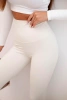 Legginsy damskie modelujące z wysokim stanem jasno beżowe