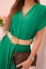 Dress with a decorative belt green