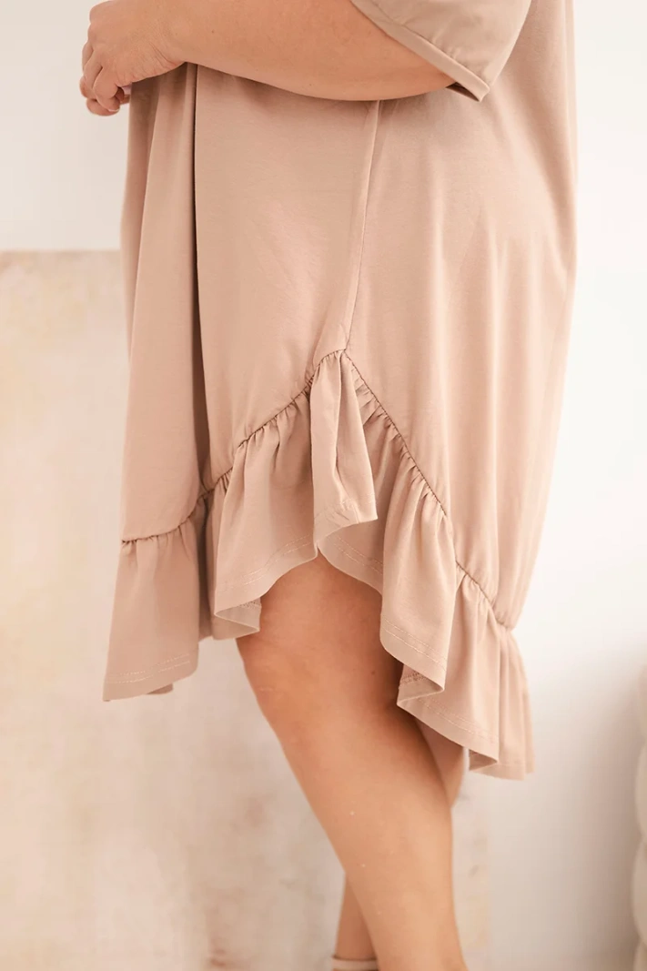 Dámske plus size bavlnené šaty s volánom fango
