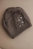Women's winter wool hat with zirconia and pattern K455 mocha