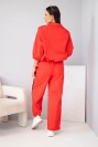 Damen-Baumwoll-Set mit Hosen mit weitem Bein und Seitenstreifen rot