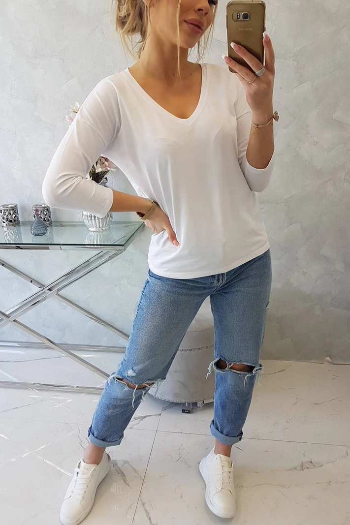 V-neck blouse white