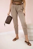 Pants with belt and pockets buttery-fabric camel