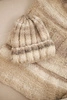 Damen Winterset mit Mohair Mütze und Schal K501 beige