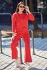 Cotton set Sweatshirt + Trousers with wide leg red