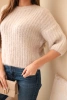 Damenpullover aus Mohair mit kurzen Ärmeln beige