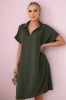 V-neck dress with collar khaki