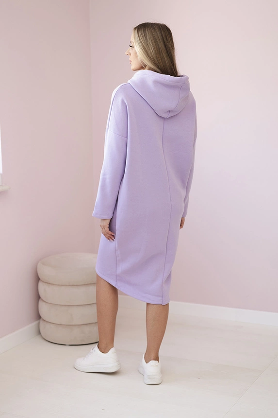 Dress with a hood and a slit on the side purple