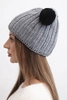Women's winter wool hat with a pom-pom K433 dark gray