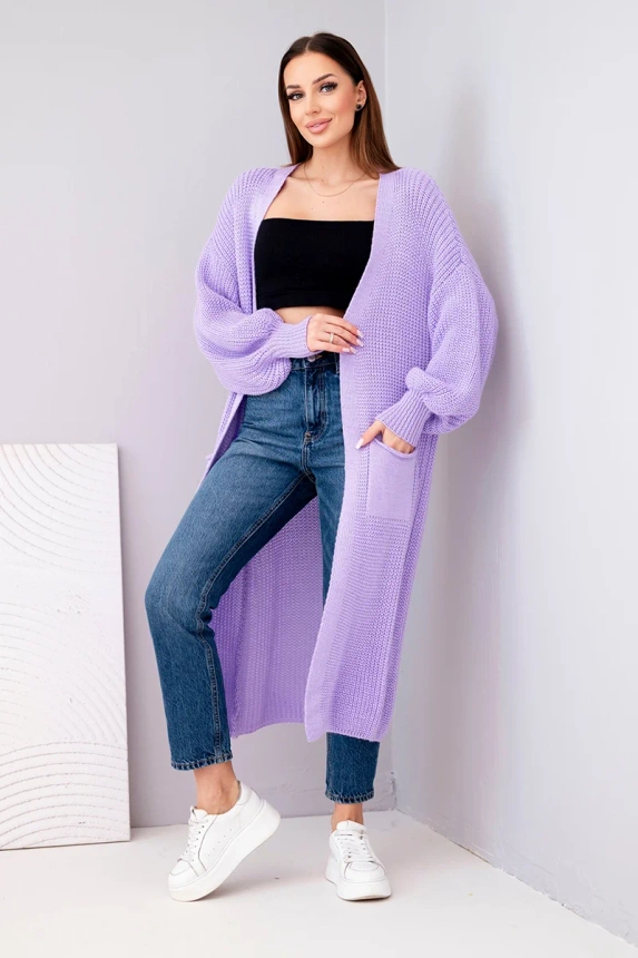 Sweater long cardigan light purple