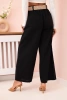 Women's linen trousers with wide legs and a belt black