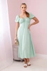 Ruffled dress with a tie at the neckline dark mint
