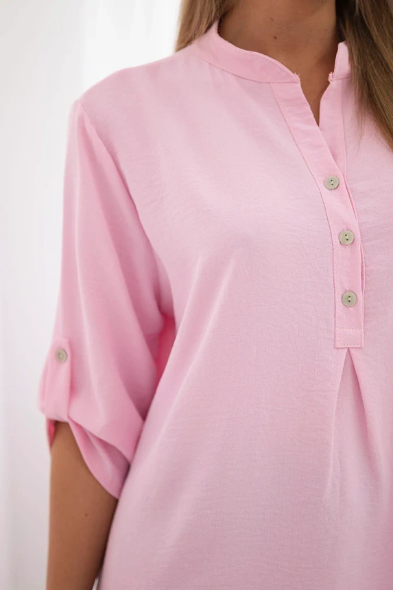 Blouse with a longer back candy pink