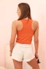 Women's sleeveless cotton blouse with a round neckline orange