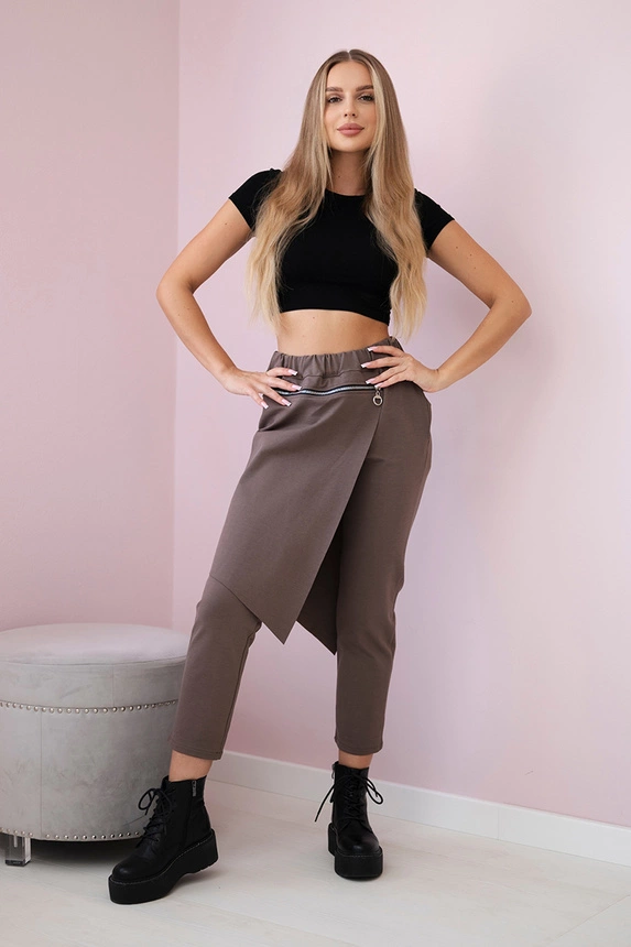 Punto Milano Winter trousers with a decorative zipper fango