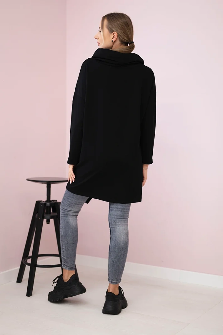 Oversize tunika s obálkou vpředu černá