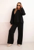 Women's cotton set with wide legs and long sleeve sweatshirt black