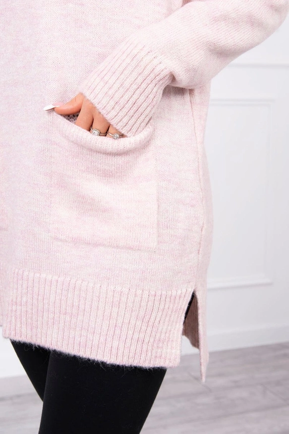 Sweater with stand-up collar light powdered pink