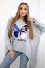 Blouse with print oversize gray