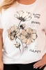 Bluzka damska Plus Size z wiskozy z kwiatowym nadrukiem i napisem ecru