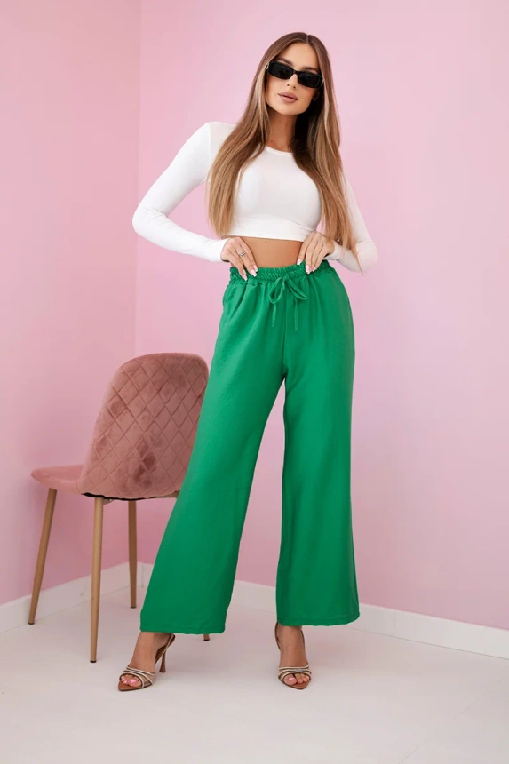 Viscose wide-leg trousers light green
