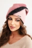 Women's ribbed cap made of modal and viscose with a decorative button ecru
