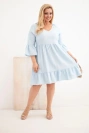 Dámské šaty Plus Size z viskózy s ažurovým zdobením modrá