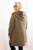 Women's Plus Size insulated hoodie with an asymmetrical zipper khaki