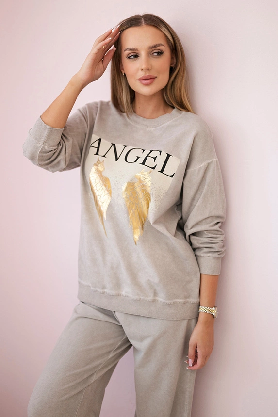 Baumwoll-Set Angel Sweatshirt + Hose beige